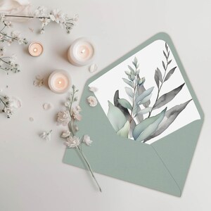 Eucalyptusgroen envelopvoering INSTANT DOWNLOAD Saliegroene envelop insteekkaart MD007