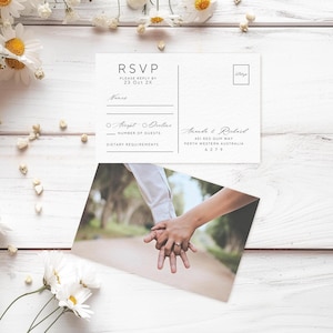 Minimalistische Rsvp Postkarte, SOFORTIGER DOWNLOAD, bearbeitbare Vorlage, Rsvp Postkarte, moderne Hochzeit Rsvp, Bitte antworten Sie Karte 6x4 "- MD001