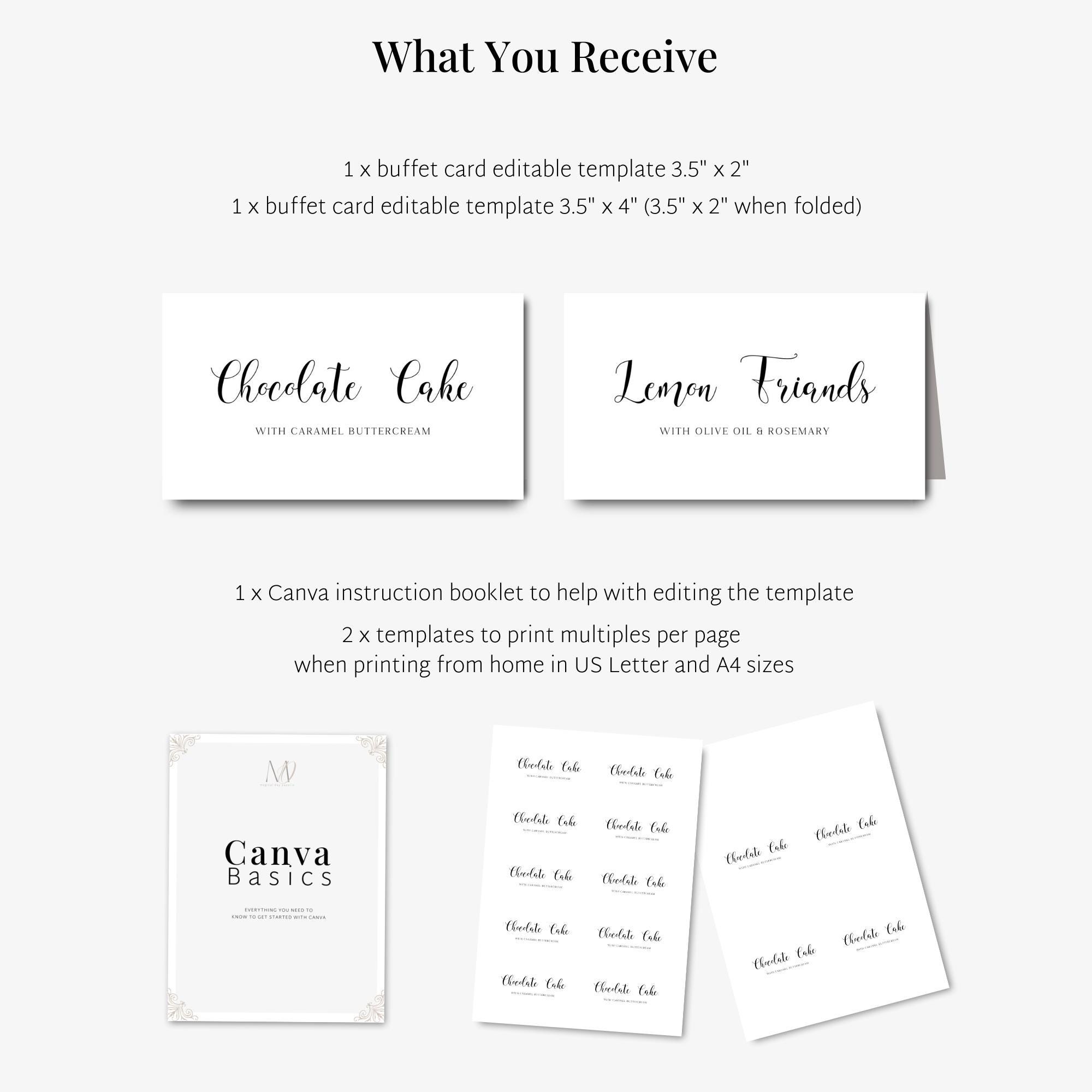Minimalist Buffet Labels, Editable Food Tags for Wedding, Printable ...