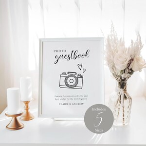 Modern Minimalist Photo Guestbook Sign INSTANT DOWNLOAD Editable Template Simple Picture Guestbook Sign MD002a