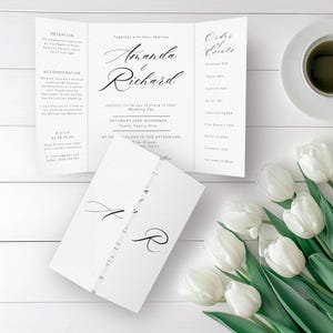Minimalist Gatefold Wedding Invitation, INSTANT DOWNLOAD, DIY Editable Template, Gatefold Invitation, Modern Wedding Invitation 5 x 7  MD001