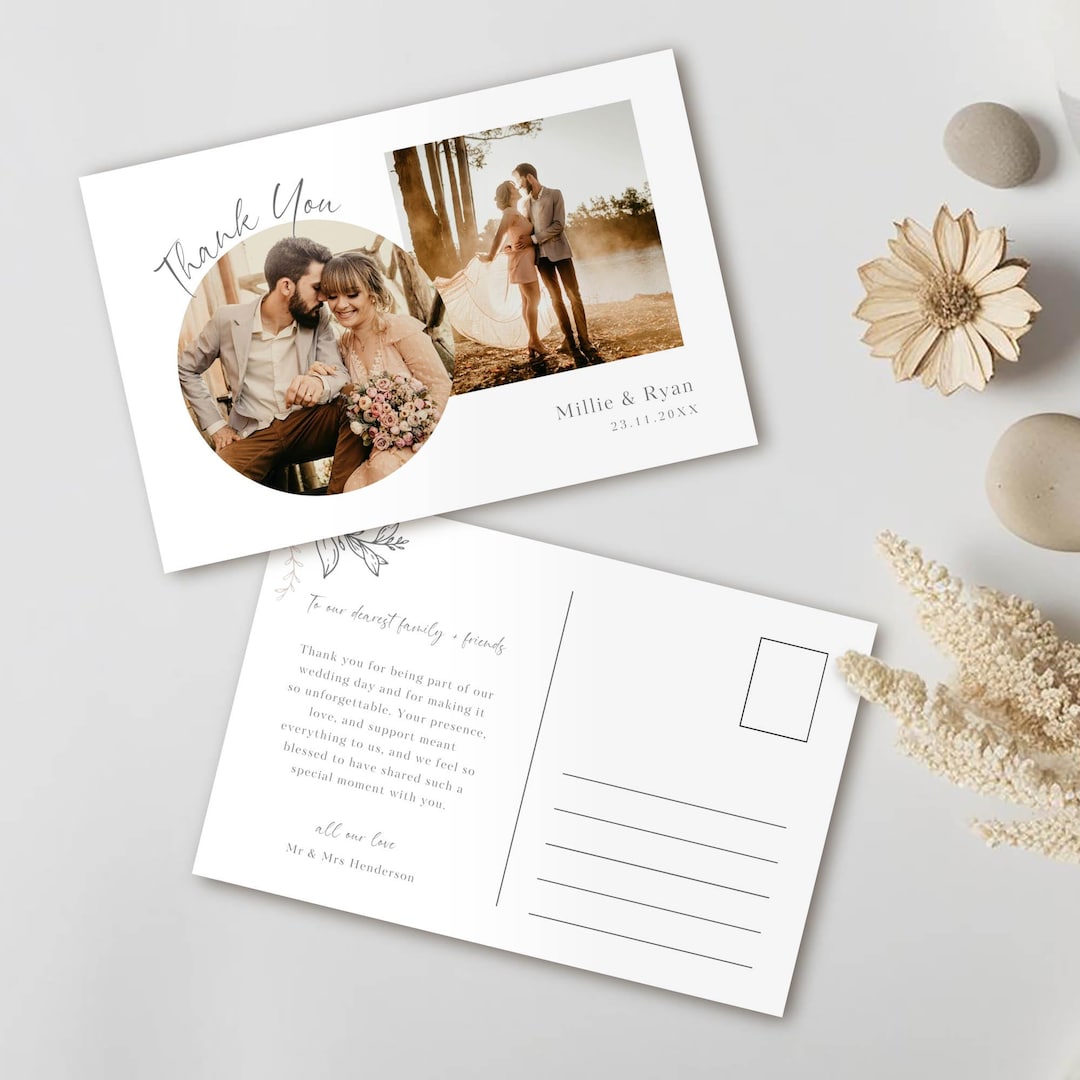Wedding Thank You Postcard INSTANT DOWNLOAD Editable Template ...