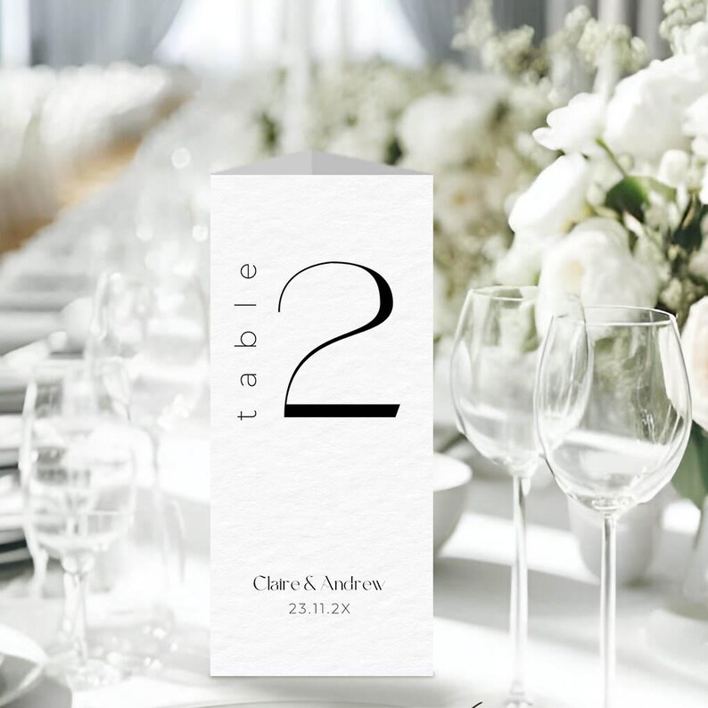 Minimalist Trifold Table Number Sign INSTANT DOWNLOAD Editable Template ...