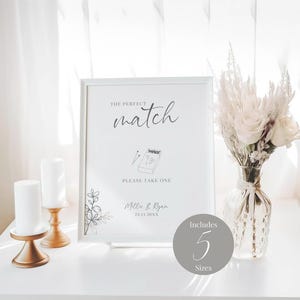 Minimalist Modern The Perfect Match Favors Sign INSTANT DOWNLOAD Editable Template Favors Sign Matchbox Favors Sign MD008