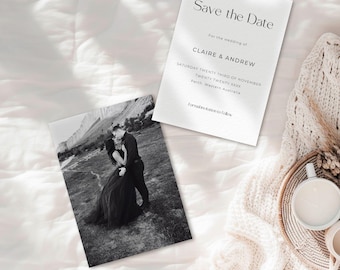 Minimalist Save The Date Card INSTANT DOWNLOAD Editable Template Modern Save The Date Wedding Announcement Card MD002