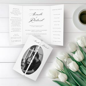 Minimalistische Hochzeitseinladung im Klappformat Moderne Trifold Hochzeit einladen bearbeitbare Vorlage Sofortiger Download 5x7"