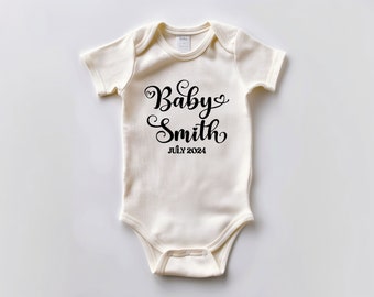 Custom Baby Announcement Onesie Svg, Personalized New Baby Bodysuit SVG, Customized Coming Soon New Baby Onsie Svg Png Instant Download