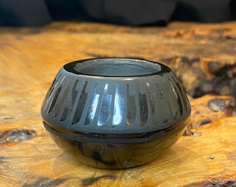 Vintage San Ildefonso Blue Corn Pottery in Gunmetal, Circa 1970's