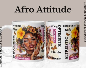 Tazas afro: perfectas para mamás afro y princesas afro, con diseños artísticos afrocéntricos y tazas afrocéntricas únicas