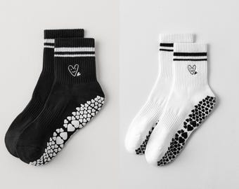 Best Seller bundle Cute Heart Embroidered Pilates Grip socks｜non-slip socks | cushion socks | yoga pilates lagree barre socks