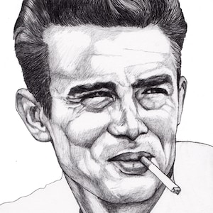 Timeless James Dean Art Print – Minimalist Pencil Portrait | A3 Fine Art Wall Decor | Iconic Actor Print