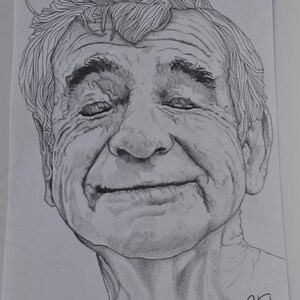 Walter Matthau Comedy Legend – Original A4 Pencil Drawing of Classic Hollywood Actor, Hand-Drawn Funny Portrait Art