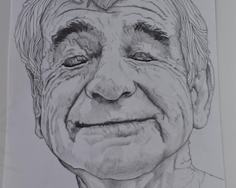 Walter Matthau blyertsporträtt: Handritad Hollywood-komedilegend, A4