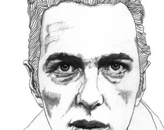 Joe Strummer Art Print: Minimalist Pencil Portrait - The Clash
