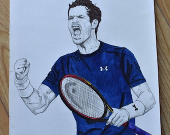 セール中…アンディ・マレー直筆サイン入り超大型写真…イギリス・プロテニス アンディ・マレーのサイン入りヘッドテニスラケット - オールスター