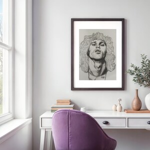 Jim Morrison Original Pencil Drawing – A4 Portrait Art | Minimalist Hand-Drawn Rock Legend Fine Art