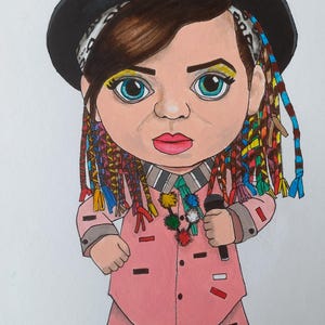 Little Boy George ORIGINAL Pencil Drawing – 80s Pop Icon Chibi Portrait – A4 Hand-Drawn Culture Club Art – Retro Music Collectible Gift
