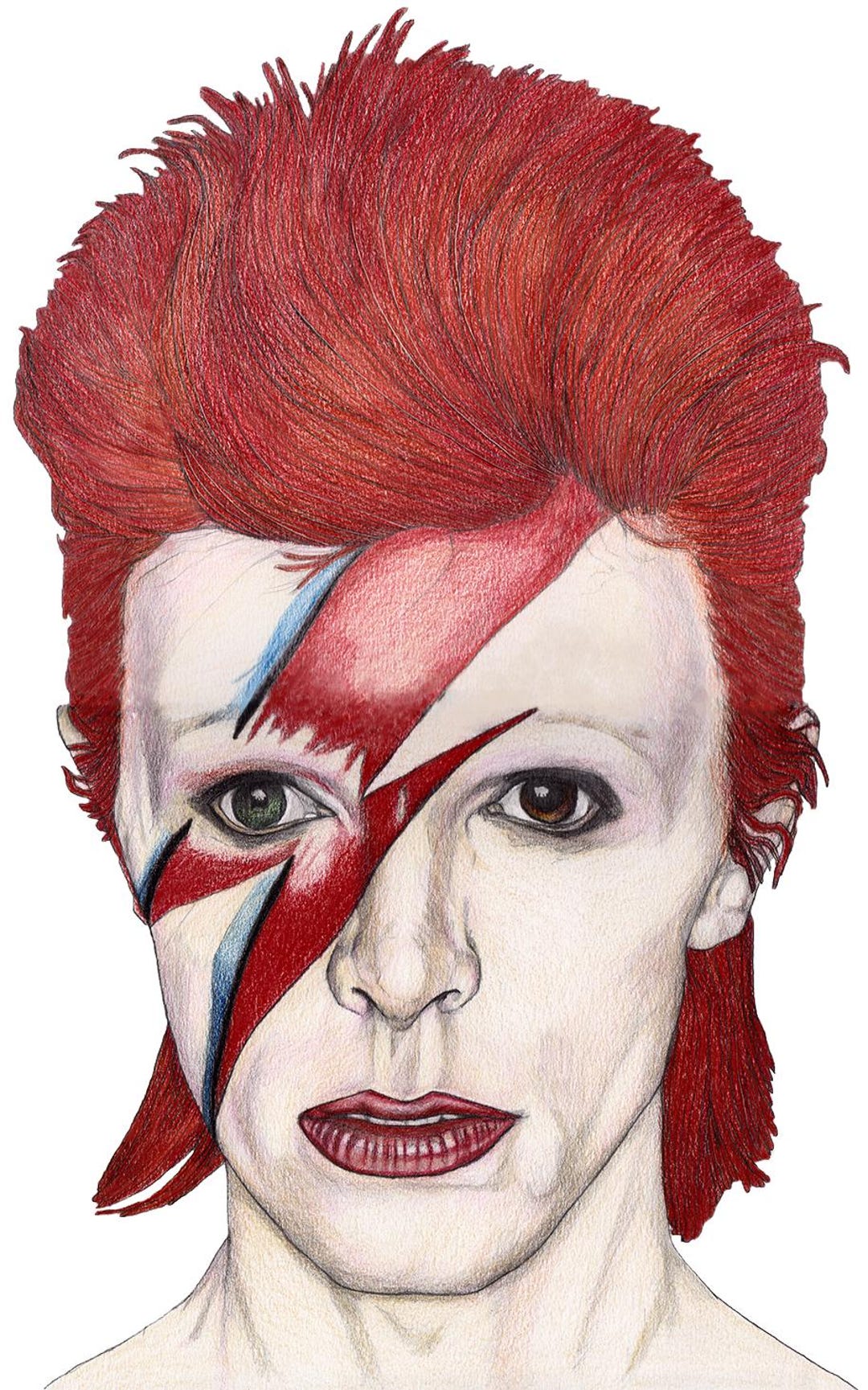 David Bowie Aladdin Sane Portrait Art Print: A3/A4/A5 Colour Pencil ...