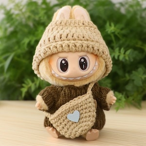Personalized Handmade Labubu style 17cm Outfit,Custom Crochet Doll Clothes with Embroidery,Doll Clothing (dolls not included),Labubu Outfit