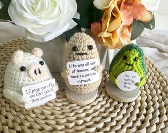 Pig Can Fly, Positive Potato With Stand, Crochet Cute Hug Avocado, Cheer You Up, Graduation Gift