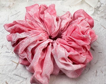 100% Mulberry Silk Scrunchie | Pure Silk Accessory | For Her | Chic Everyday Accessory | Soft Pink Floral Scrunchie | Elegant Vintage Style