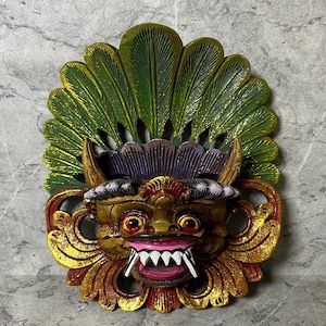 Schutzgeist – Barong Holzmaske zum Aufhängen | Balinesische Kunst