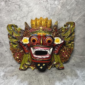 Aus Holz balinesische handgeschnitzte Barong | Traditionelle mythische Dekoration, Barong Statue, Einweihungsparty Dekor, Villa Dekor, Geschenk, spirituelle Dekoration.