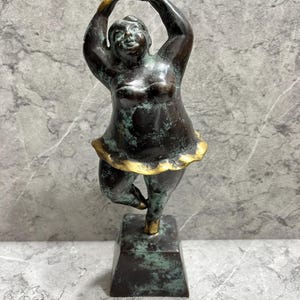 Bronze Ballet Dancer Sculpture: Abstract Curvy Woman Art Decor