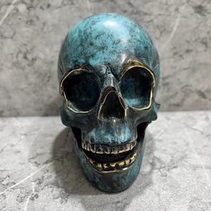 Bronze Skull Sculpture: Gothic Tribal Home Decor