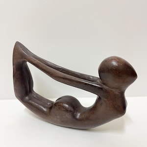 Abstract Wooden Yoga Woman Sculpture | Balinese Hand-Carved Decor