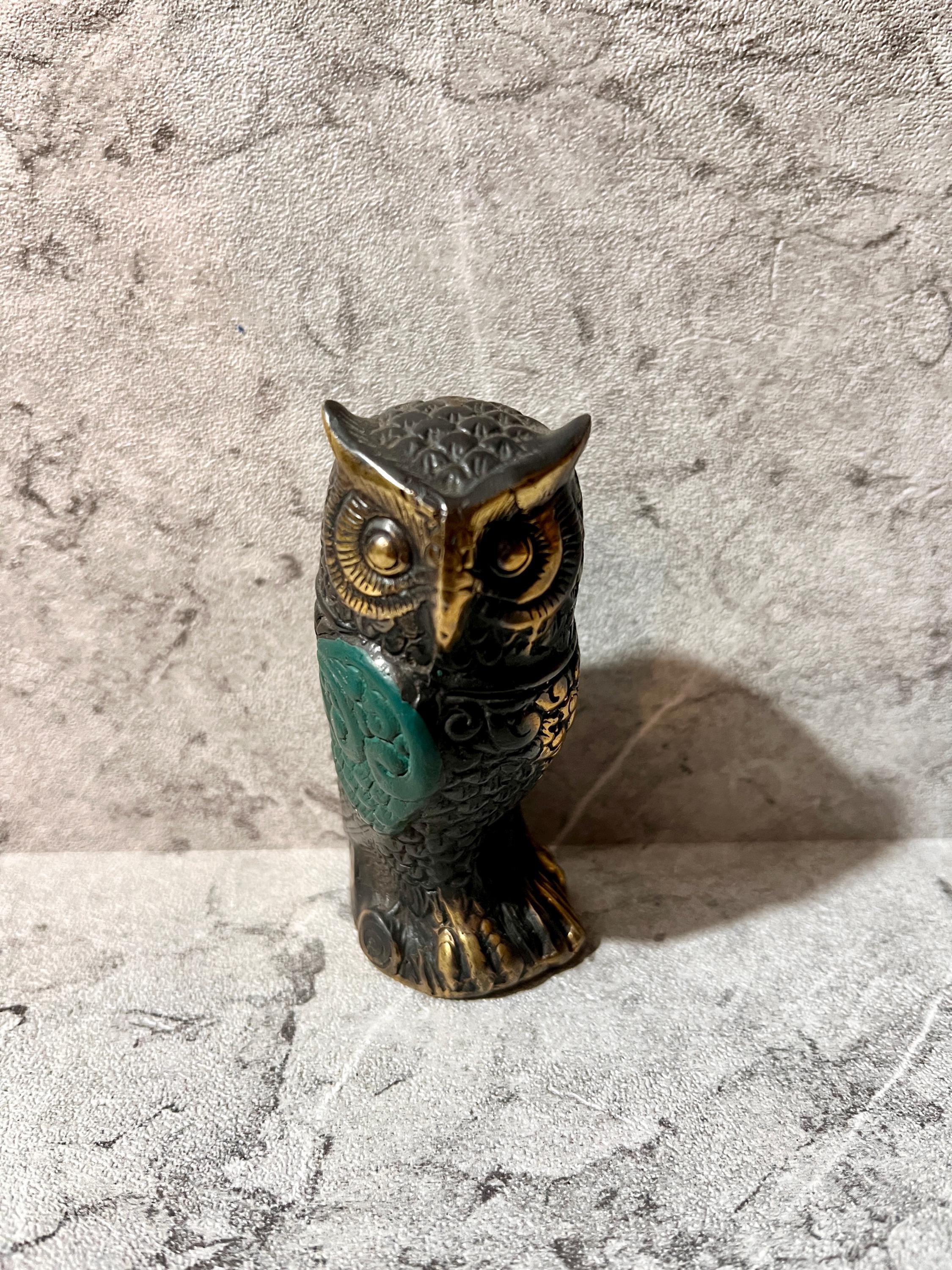 Bronze Owl Figure – Handcrafted Animal Sculpture | Symbol of Wisdom & Night Guardian Home 