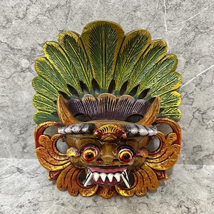 Guardian Spirit – Wooden Barong Hanging Mask | Balinese Wall Art Decor