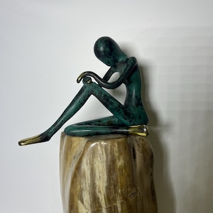 Bronze Abstract Pensive Woman Sculpture | Balinese Handcrafted Art