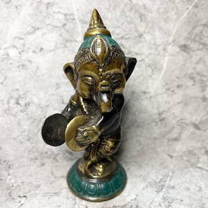 Bronze Ganesha Statue: Balinese Hindu Art, Sacred Wisdom Miniature