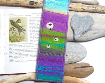 Felted Sheep Bookmark. Keepsake Wool Book Marker Gift for Reader. Handmade in Scotland.