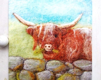 Harvey the Highland Cow Printed Card. Blank, Square, Envelope Included.