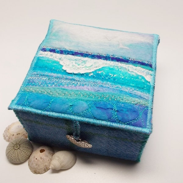 Harris Tweed and Felt Seascape Trinket Box