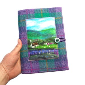 Harris Tweed Covered Notebook. Reusable Cover, A5 Plain or Lined Notebook Included