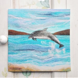 Dolphin Printed Greetings Card, Square, Blank. Envelope Included.