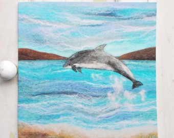Dolphin Printed Greetings Card, Square, Blank. Envelope Included. Inspired by Fungi the Dolphin in Dingle Bay, Ireland.