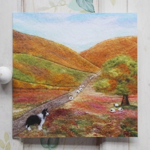 Border Collie Sheep Dog Card, Printed Card featuring 'Gathering The Flock' Scene, Square, Blank, Envelope Included.