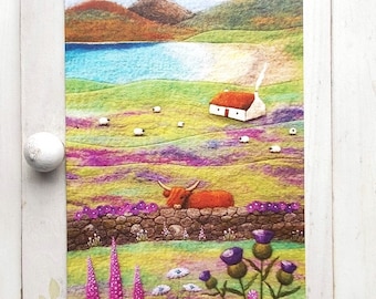 Highland Cow Card, Scottish Printed A6 Greetings Card, Blank with Envelope.