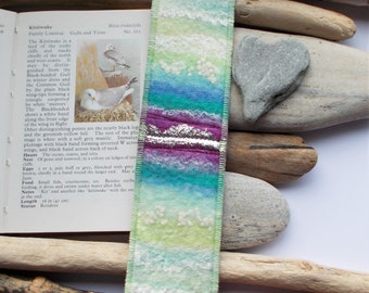 Abstract Felt Bookmark with Silver Accents. Keepsake Book Marker. Handmade in Scotland