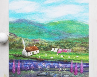 Drying Day at The Bothy Greetings Card: Cottage, Sheep, Washing Line