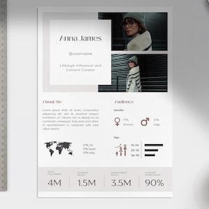2-stronicowy pudroworóżowy minimalistyczny zestaw medialny i szablon karty stawek | Instagram Influencer, zestaw medialny blogera, szablon Canva, zestaw mediów społecznościowych