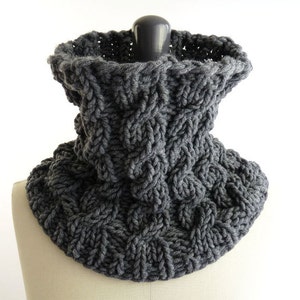 PDF Knitting PATTERN / Printable Knitting INSTRUCTIONS to Hand Knit a Neck Warmer / Snood with Cables. Neck Warmer not included. image 1