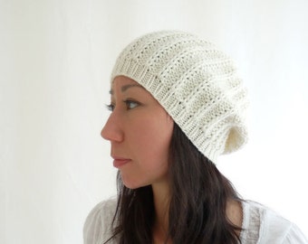 PDF Knitting PATTERN/Printable Knitting INSTRUCTIONS only (not knitted item): Gigi Knit Slouch Hat / Beanie. Instant Download