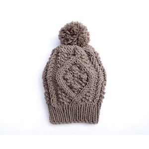 PDF Knitting PATTERN/Printable Knitting INSTRUCTIONS to Hand Knit a Cable Hat / Beanie / Ski Cap. Instructions Written for Two Sizes. image 1