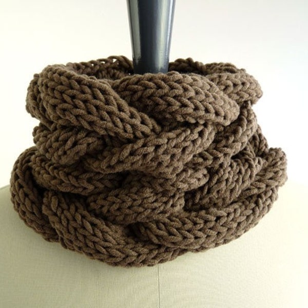 Black Friday/Cyber Monday Free Shipping: Chunky Knit Cowl in Chocolate Merino for Men and Women