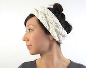 Ballerina Style Chunky Knit Headband / Ear Warmer in Soft Porcelain. Romantic Fall / Winter Fashion Handmade in France.